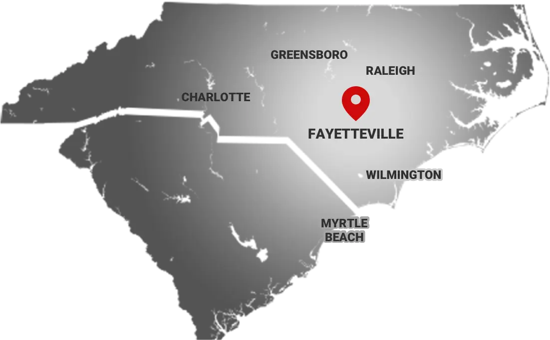 Raywest Service Area Map - North and South Carolina Commercial Builder